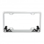 License Plate Frames with Sitting Lady Silhouettes