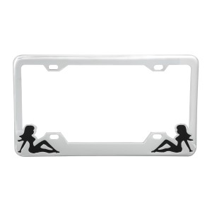 License Plate Frames with Sitting Lady Silhouettes