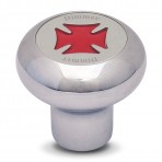 Chrome Dashboard Control Knobs with Script Plate and Iron Cross Sticker