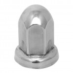 Round Bullet Stainless Steel Push-On Lug Nut Cover w/ Flange