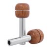 Chrome Tube with Round Walnut Wood Door Lock Knobs